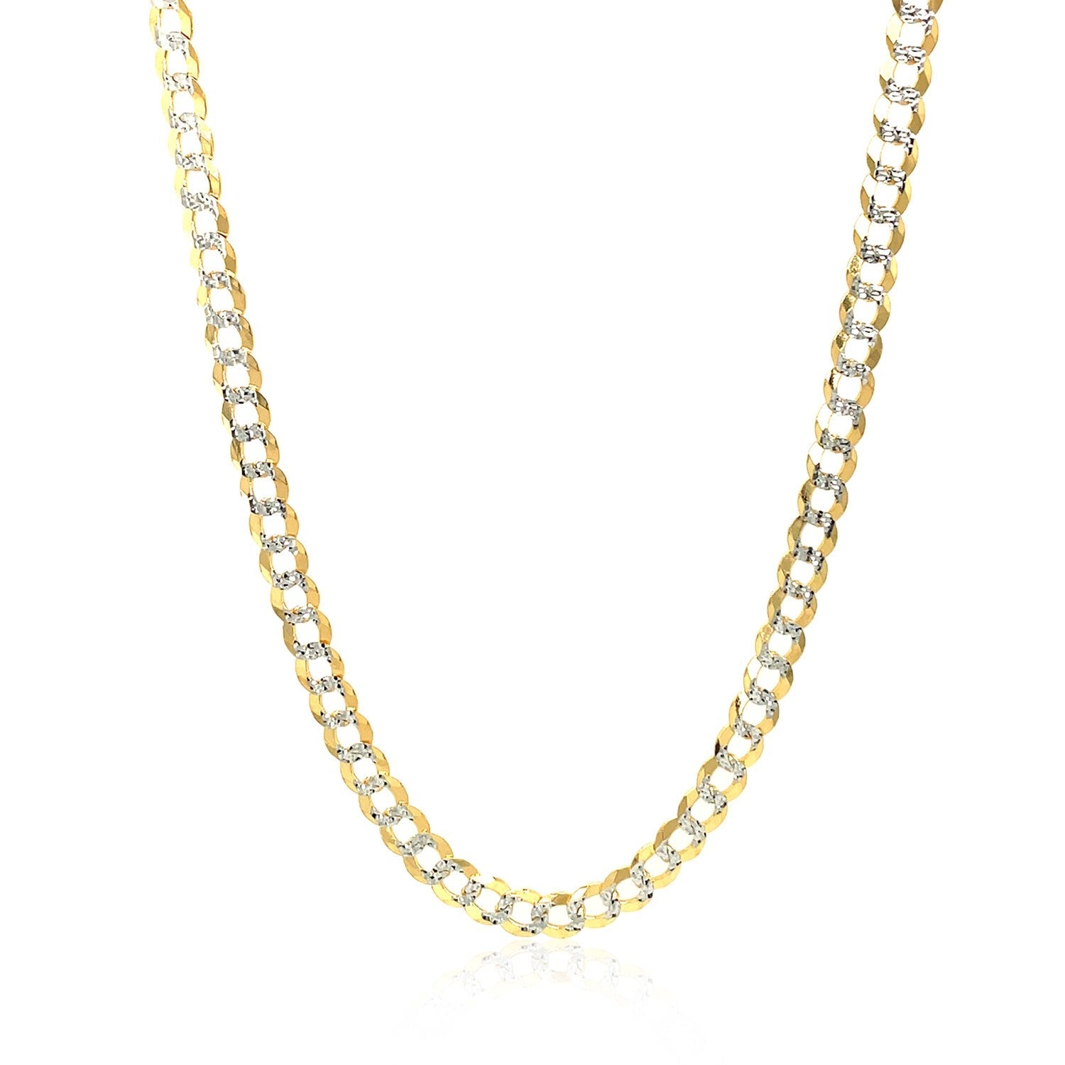 14k Two Tone Gold Pave Curb Chain (3.60 mm) - FTH DIAMOND