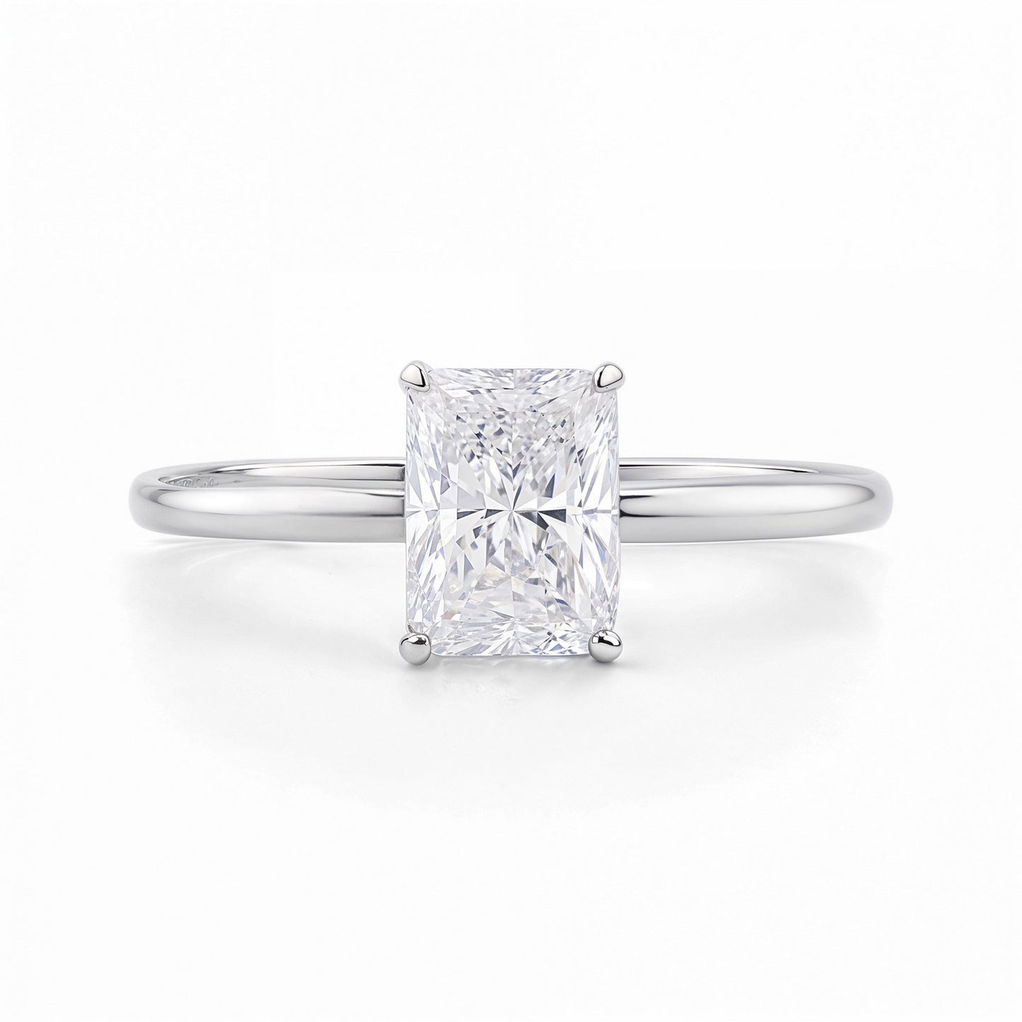 1 1/2 Carat Radiant Lab Grown IGI G/VS1 Diamond Solitaire Ring in 10K White Gold