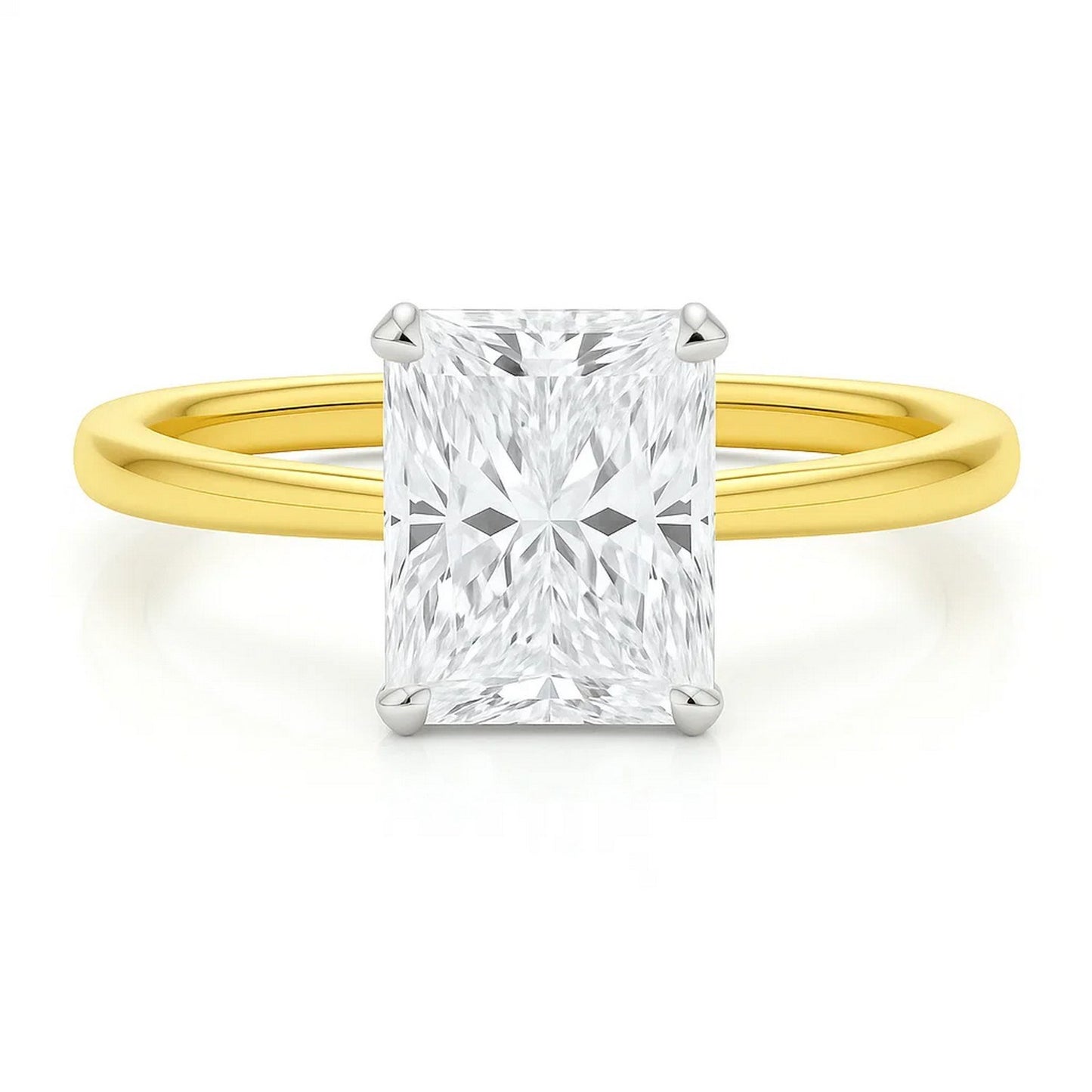 5 Carat Radiant Lab Grown IGI G/VS1 Diamond Solitaire Ring in 10K Yellow Gold