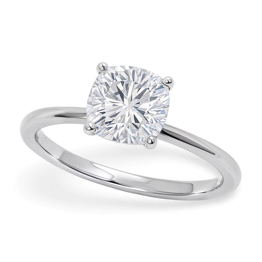 1 1/2 Carat Cushion Lab Grown IGI G/VS1 Diamond Solitaire Ring in 14K White Gold - FTH DIAMOND