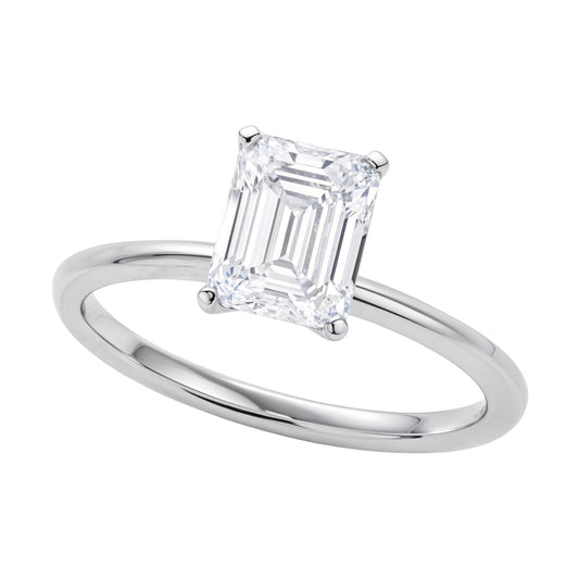 1 1/2 Carat Emerald Lab Grown IGI G/VS1 Diamond Solitaire Ring in 10K White Gold - FTH DIAMOND