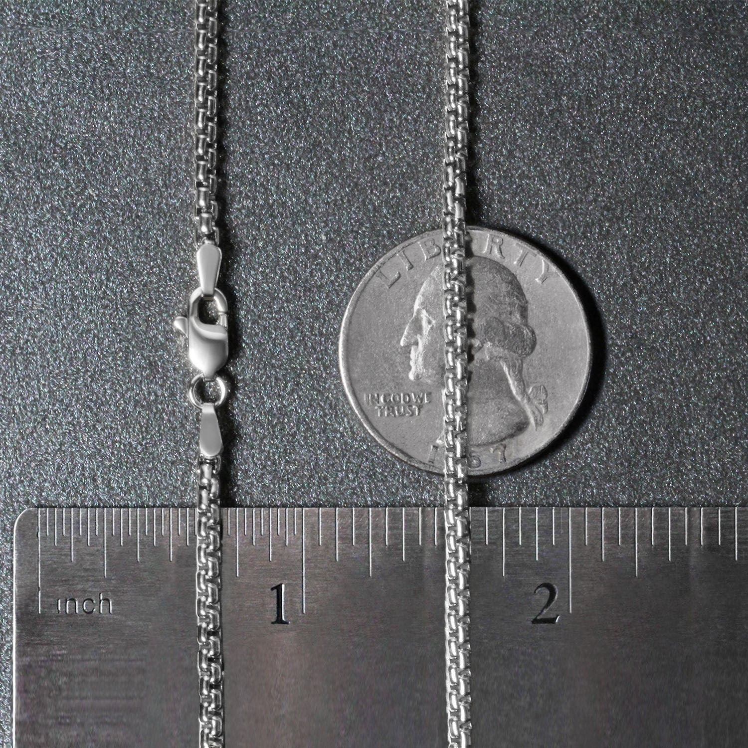 14k White Gold Solid Round Box Chain (2.5 mm) - FTH DIAMOND