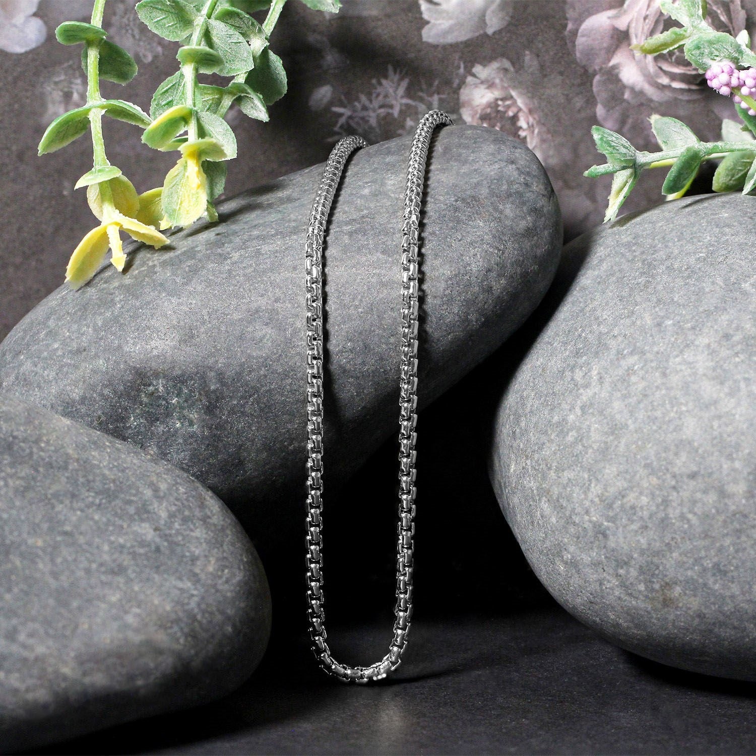 14k White Gold Solid Round Box Chain (2.5 mm) - FTH DIAMOND
