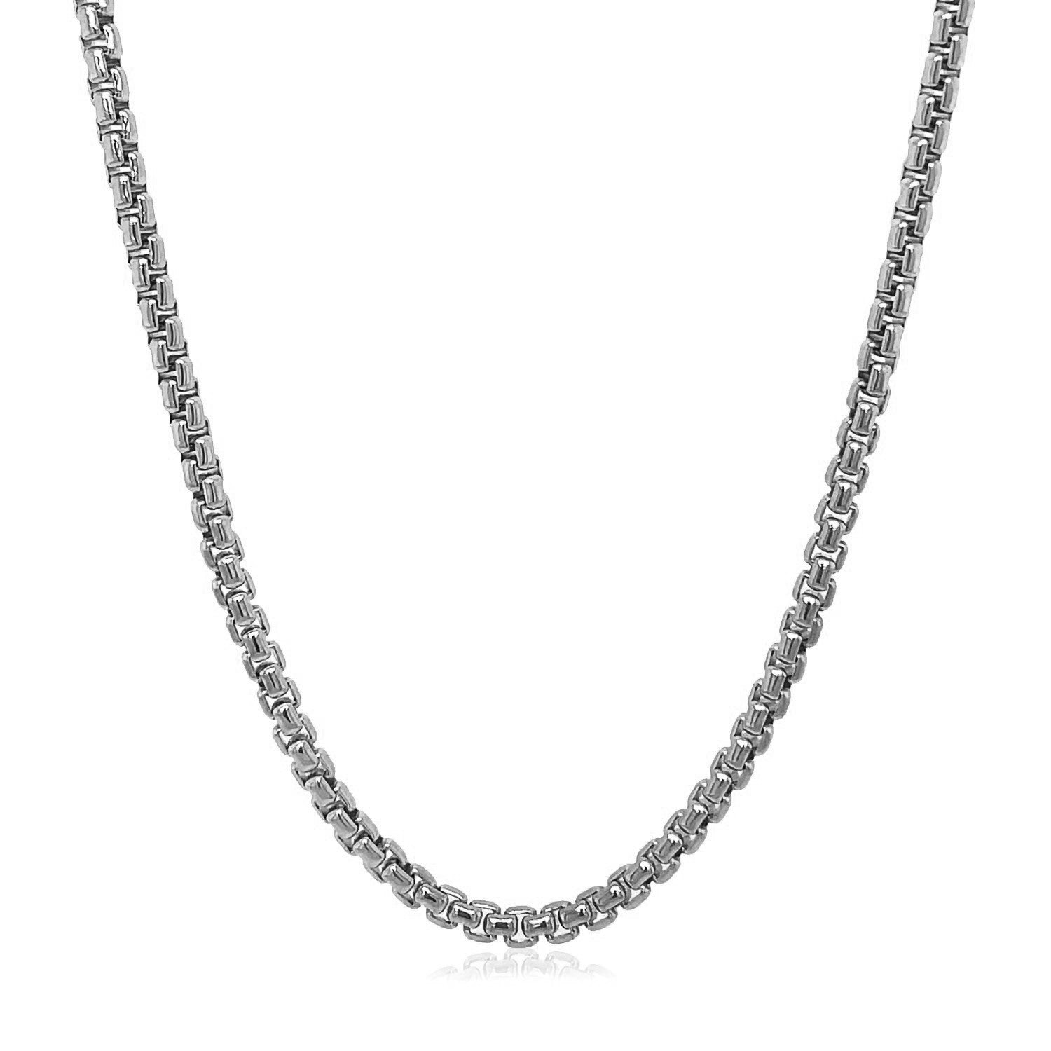14k White Gold Solid Round Box Chain (2.5 mm) - FTH DIAMOND