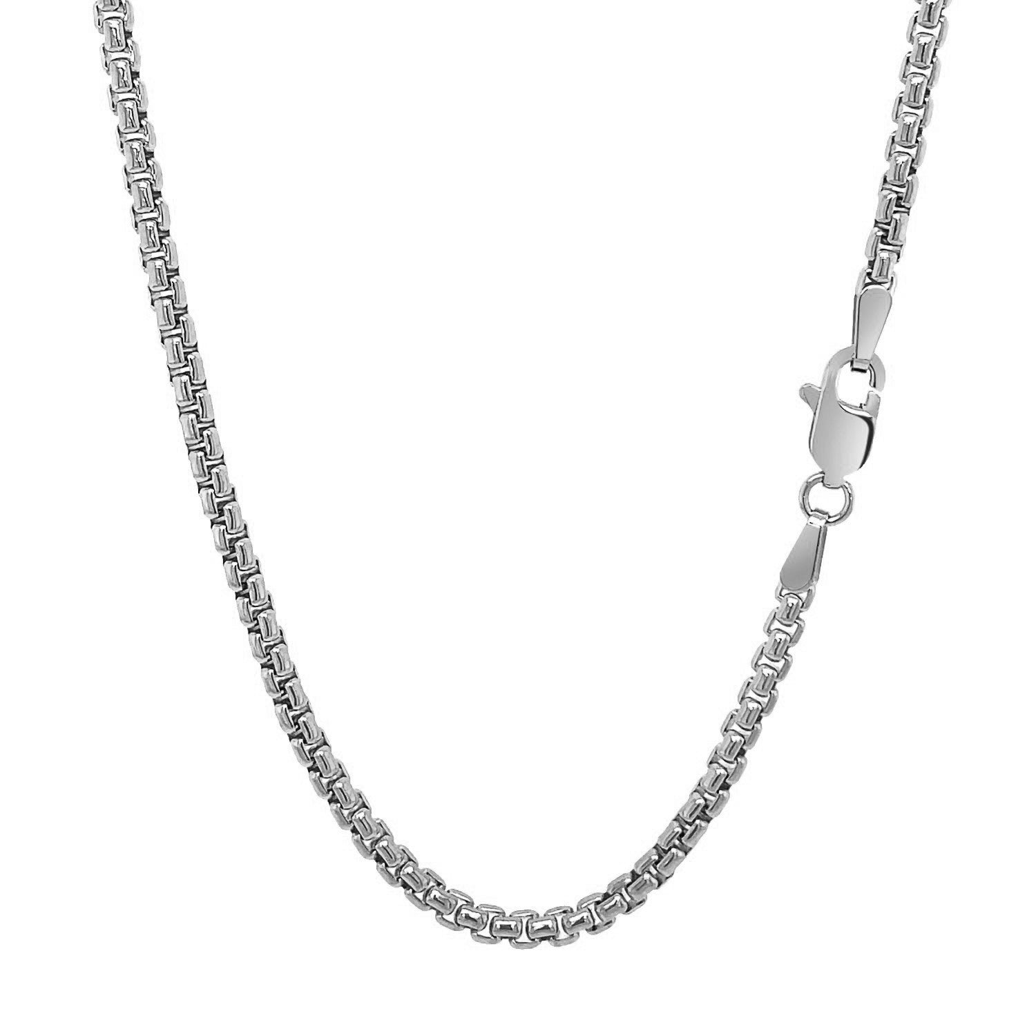 14k White Gold Solid Round Box Chain (2.5 mm) - FTH DIAMOND