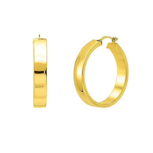 Large Tube Shaped Hoop Earrings in 14K Yellow Gold - FTH DIAMOND