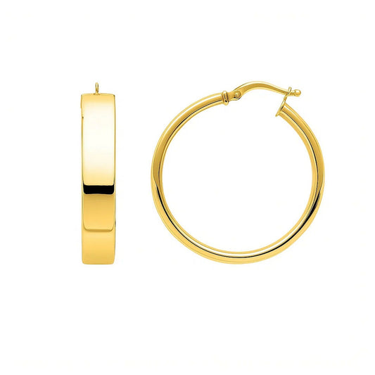 Large Tube Shaped Hoop Earrings in 14K Yellow Gold - FTH DIAMOND